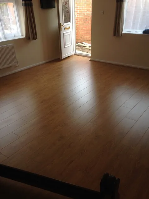 Laminate flooring installed in a living room